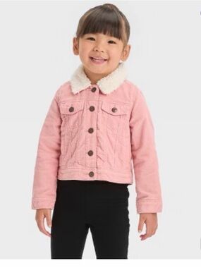 OshKosh B'gosh Pink Denim Jacket with Cream Sherpa Collar